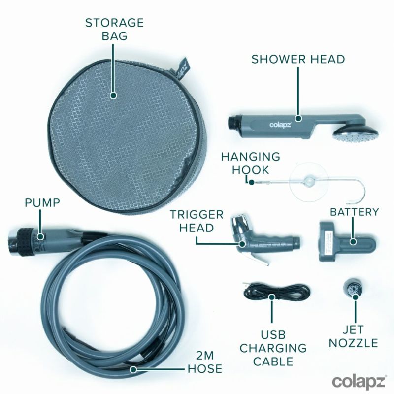COLAPZ コラプズ 12v Portable Rechargeable Travel Shower