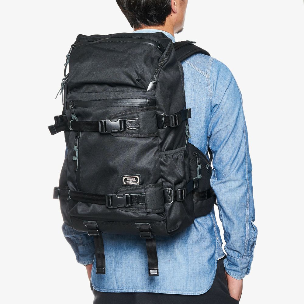 AS2OV (アッソブ) CORDURA DOBBY 305D ROUND ZIP BACK PACK BLACK