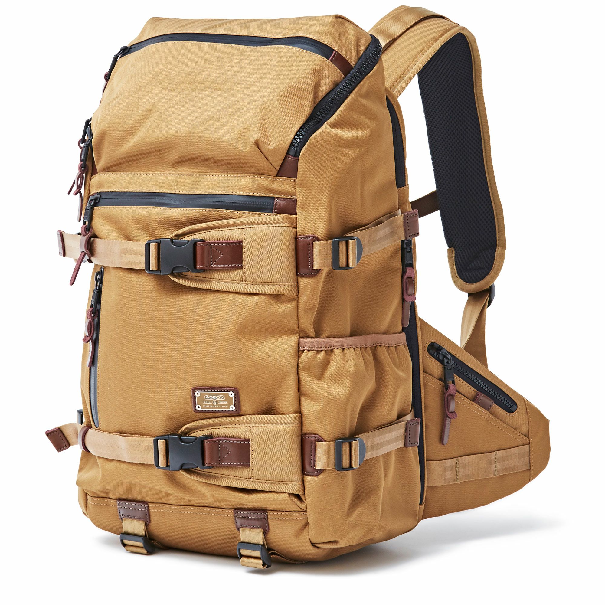 AS2OV (アッソブ) CORDURA DOBBY 305D ROUND ZIP BACK PACK KHAKI