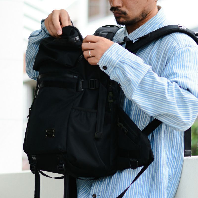 AS2OV (アッソブ) CORDURA DOBBY 305D ROUND ZIP BACK PACK BLACK S