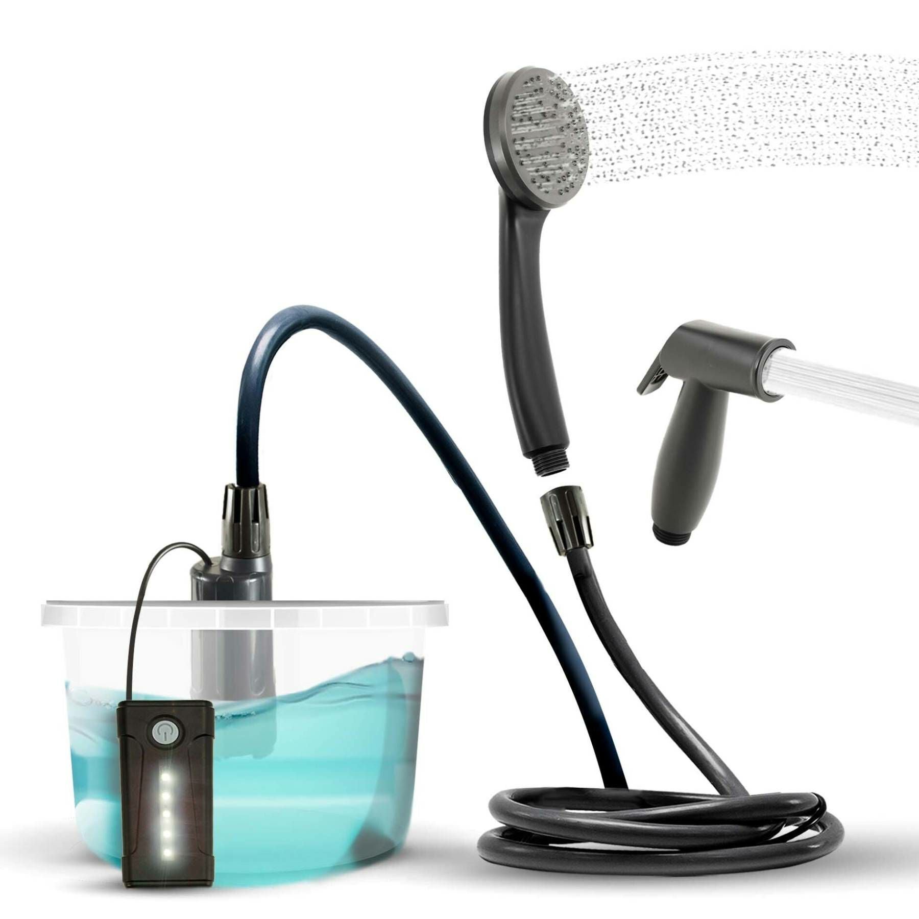 COLAPZ コラプズ 12v Portable Rechargeable Travel Shower (3in1