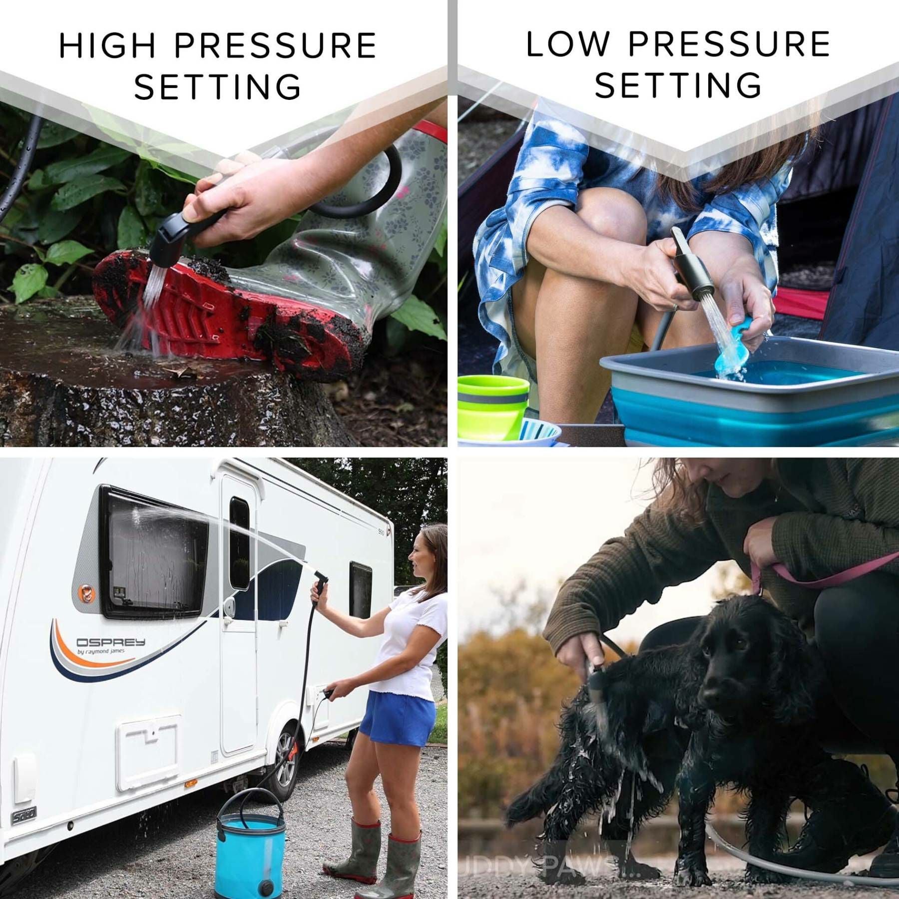 COLAPZ コラプズ 12v Portable Rechargeable Travel Shower (3in1