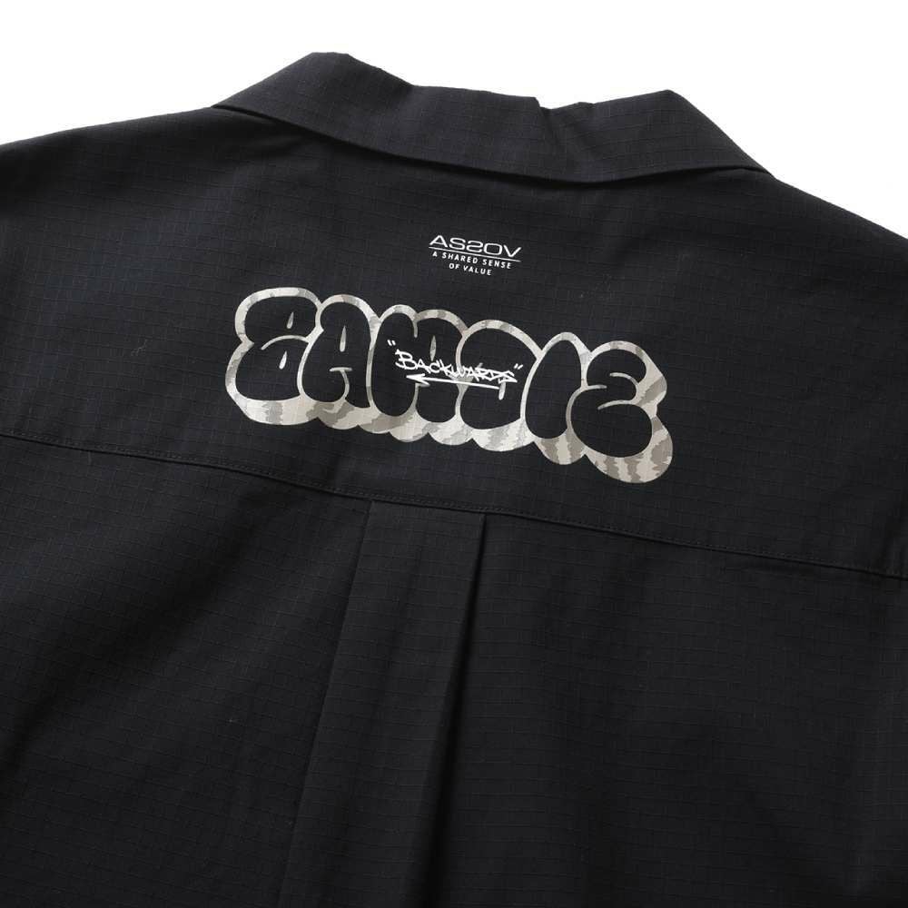 AS2OV×Backwards別注 Rip Open Collar Shirt アッソブ バックワーズ