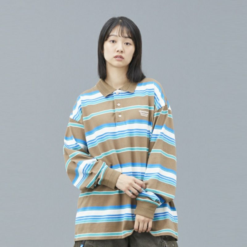 Liberaiders リベレイダース MULTI STRIPE L/S POLO SHIRT ストライプ