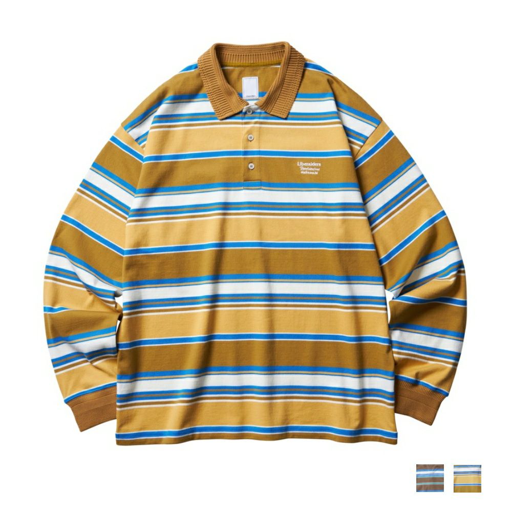 Liberaiders リベレイダース　ストライプ　ポロシャツ Liberaiders リベレイダース MULTI STRIPE L/S POLO SHIRT ストライプ