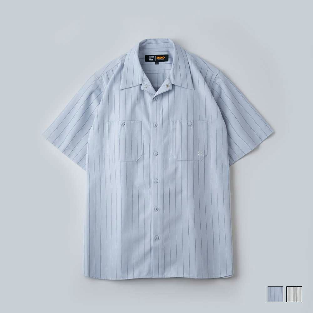 BLUCO ブルコ STANDARD STRIPE WORK SHIRT S/Sスタンダードストライプ
